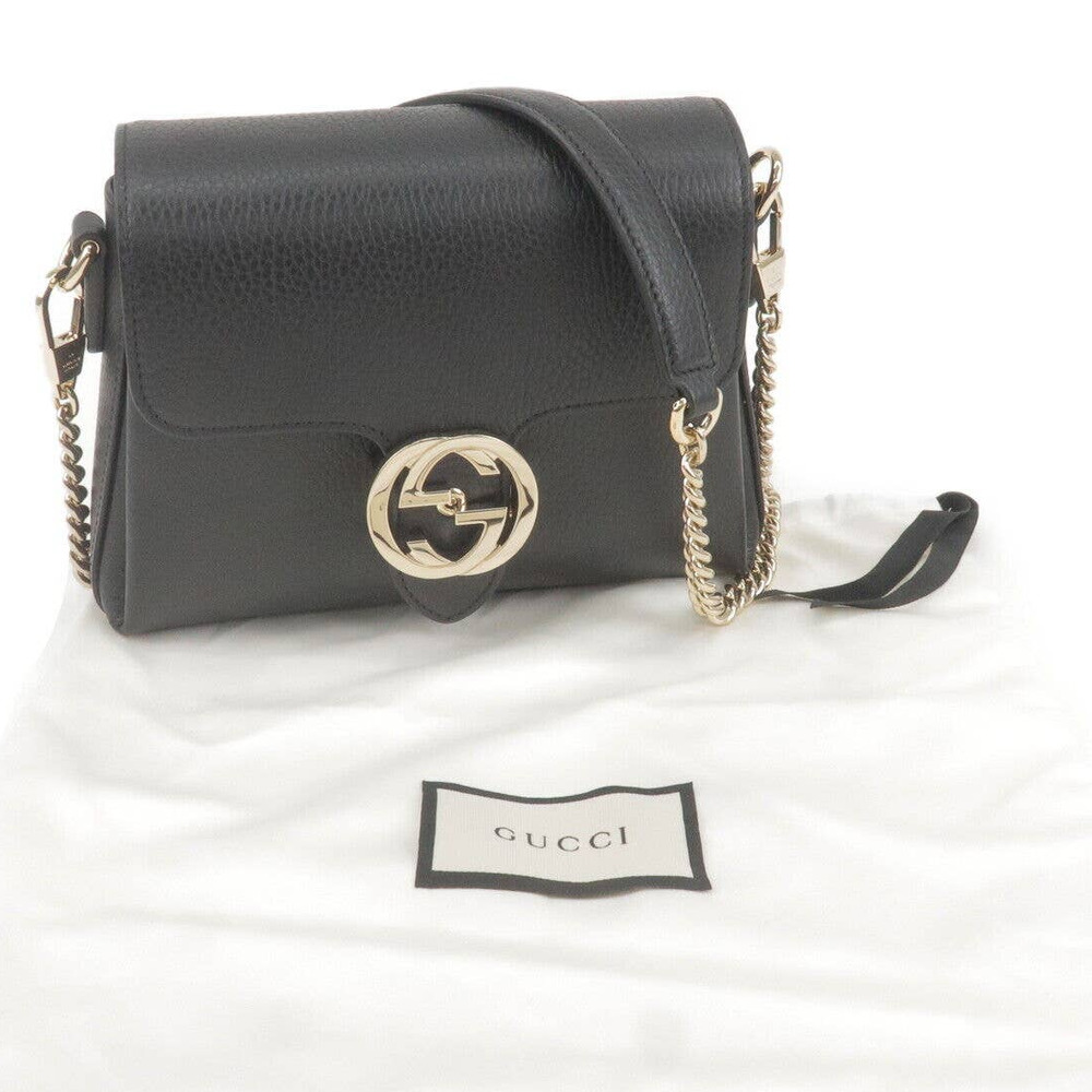 💎✨BEAUTIFUL✨💎 GUCCI Interlocking G Leather Chain Shoulder Bag Black